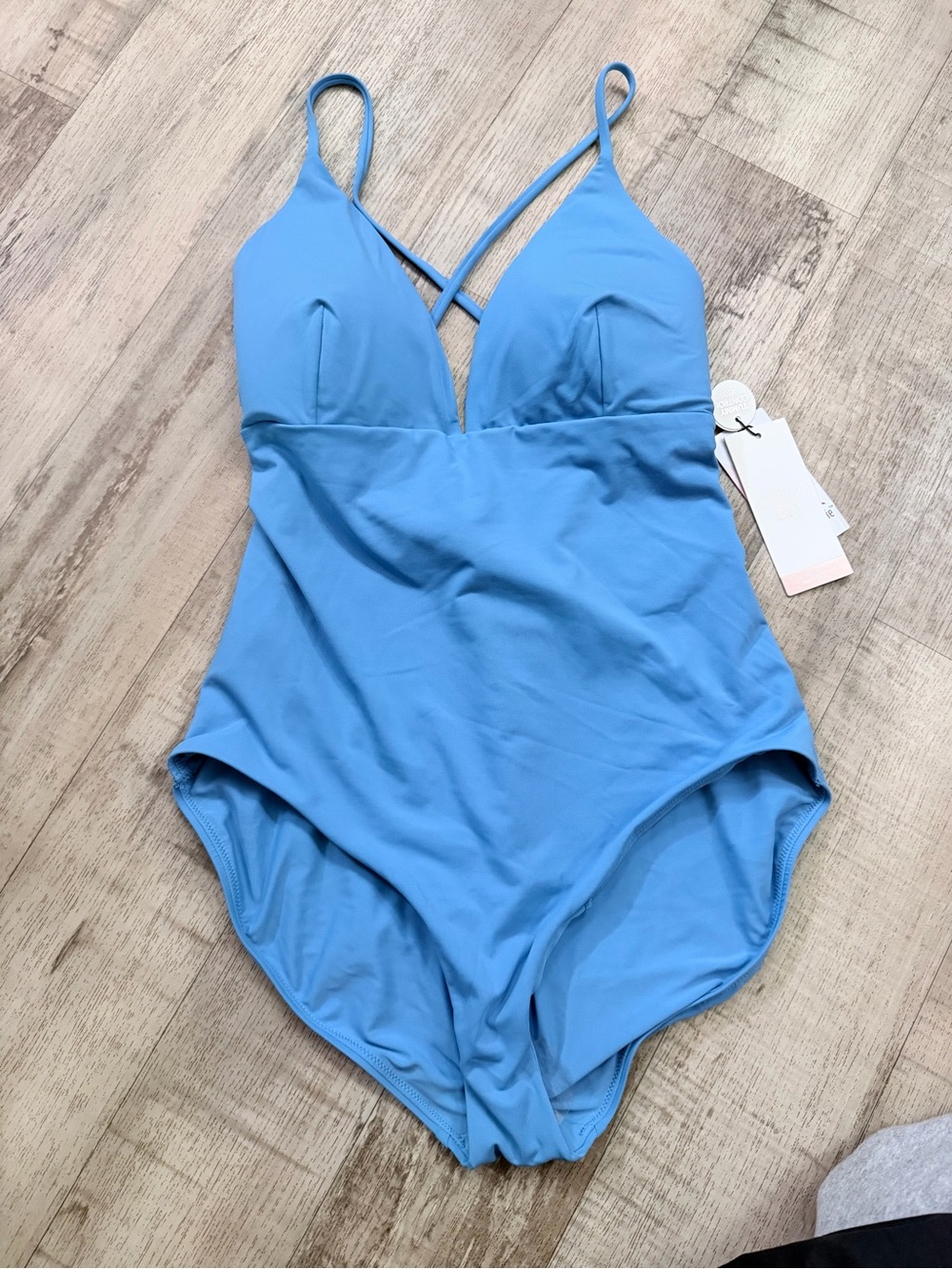 CALIA by Carrie Underwood Sky Blue One-Piece Swimsuit with Crisscross Straps